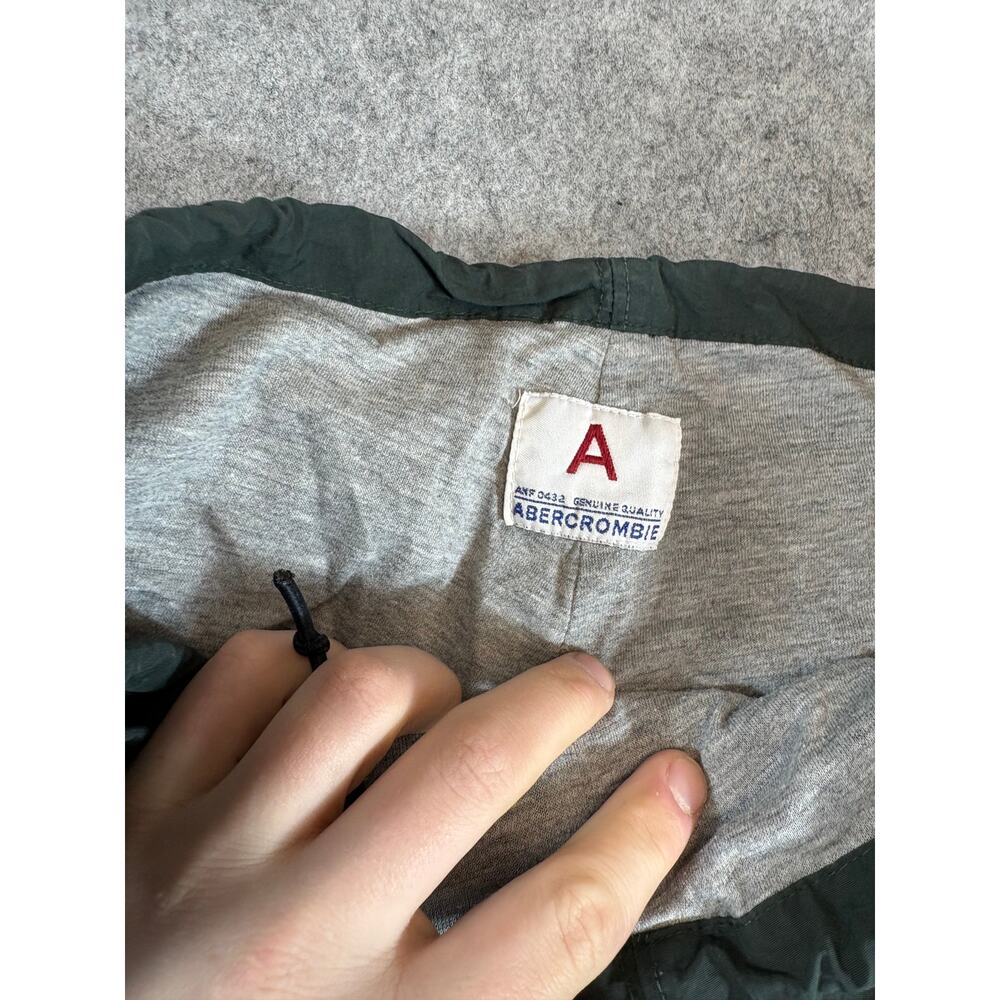 VINTAGE 90s Abercrombie Track Pants Mens Green Straight Leg Windbreaker Medium - Picture 6 of 7